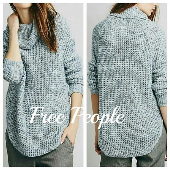 Free People Sweaters - Free People Heathered Blue Dylan Cowlneck Sweater